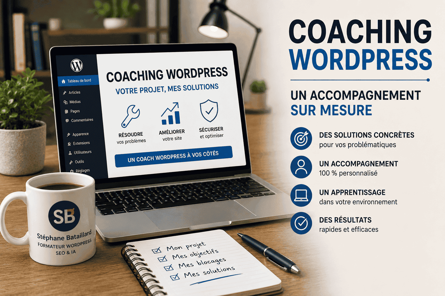 Bureau d'un coach WordPress