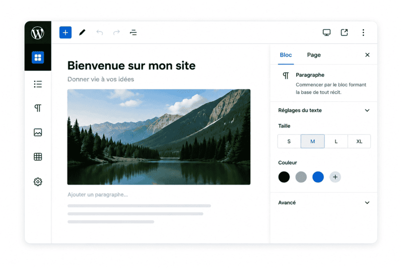 Capture de l'éditeur de contenu Gutenberg de WordPress